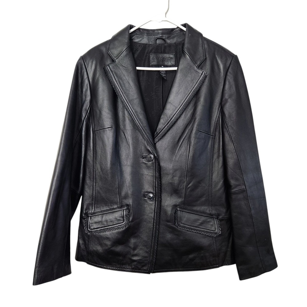 Jaclyn Smith Black Leather Jacket Coat Lined Buttery Soft Size M or‎ Women's 12